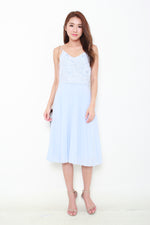 Load image into Gallery viewer, Claire Crochet Pleat Dress in Blue
