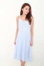 Load image into Gallery viewer, Claire Crochet Pleat Dress in Blue
