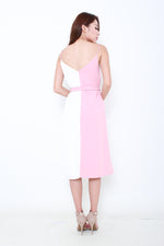 Load image into Gallery viewer, Olivia Colour Block Pleat Slip Dress in Pink
