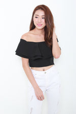 Load image into Gallery viewer, Sienna Ruffle Off Shoulder Top in Black
