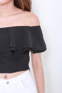Sienna Ruffle Off Shoulder Top in Black