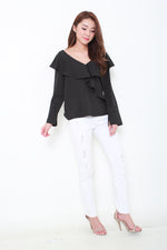 Load image into Gallery viewer, Gabriella Ruffle Top in Black
