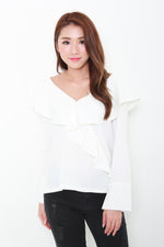 Load image into Gallery viewer, Gabriella Ruffle Top in White
