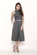 Load image into Gallery viewer, Trina Pin Stripe Box Culottes in Grey
