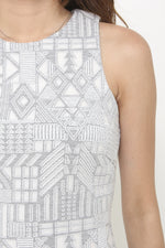 Load image into Gallery viewer, Kristy Layer Cut Aztec Bodycon Dress in Grey
