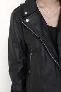 Mel Leather Biker Jacket in Black