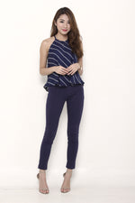 Load image into Gallery viewer, Isa Stripe Cut In Flare Top in Blue
