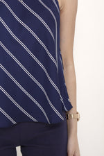 Load image into Gallery viewer, Isa Stripe Cut In Flare Top in Blue
