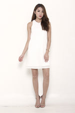 Load image into Gallery viewer, Aztec Lace Shift Dress in White
