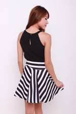 Load image into Gallery viewer, Emma Stripe Trumpet Skirt in Black
