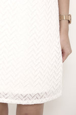 Load image into Gallery viewer, Aztec Lace Shift Dress in White
