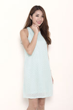 Load image into Gallery viewer, Aztec Lace Shift Dress in Mint
